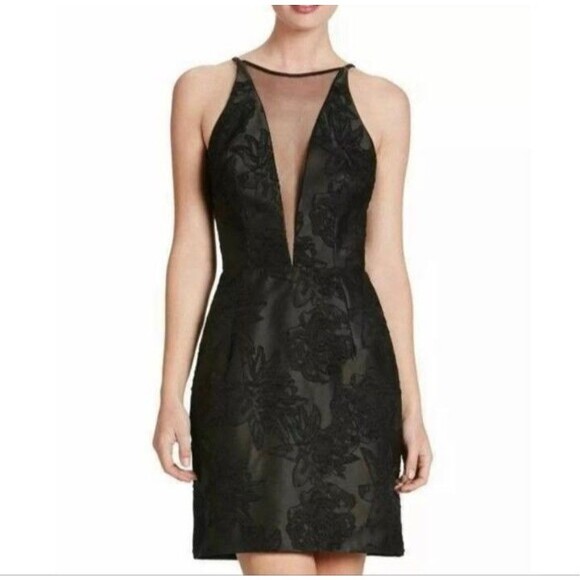 Dress the Population Dresses & Skirts - Dress The Population Plunge Kennedy Illusions Mini Dress Sz S Black Cocktail